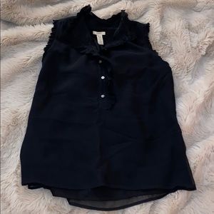 J.Crew 100% Silk Black Chiffon Top